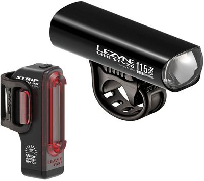 Lezyne Lite Pro 115L & Strip STVZO Bike Lights - Black Hi Gloss, Black Hi Gloss